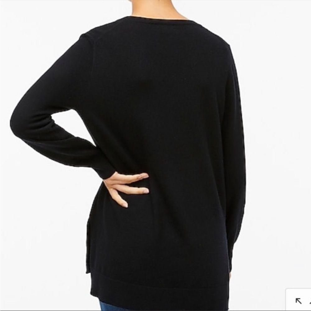 J. Crew Factory Wool blend V-neck tunic sweater BB086 Black XL - Picture 2 of 5